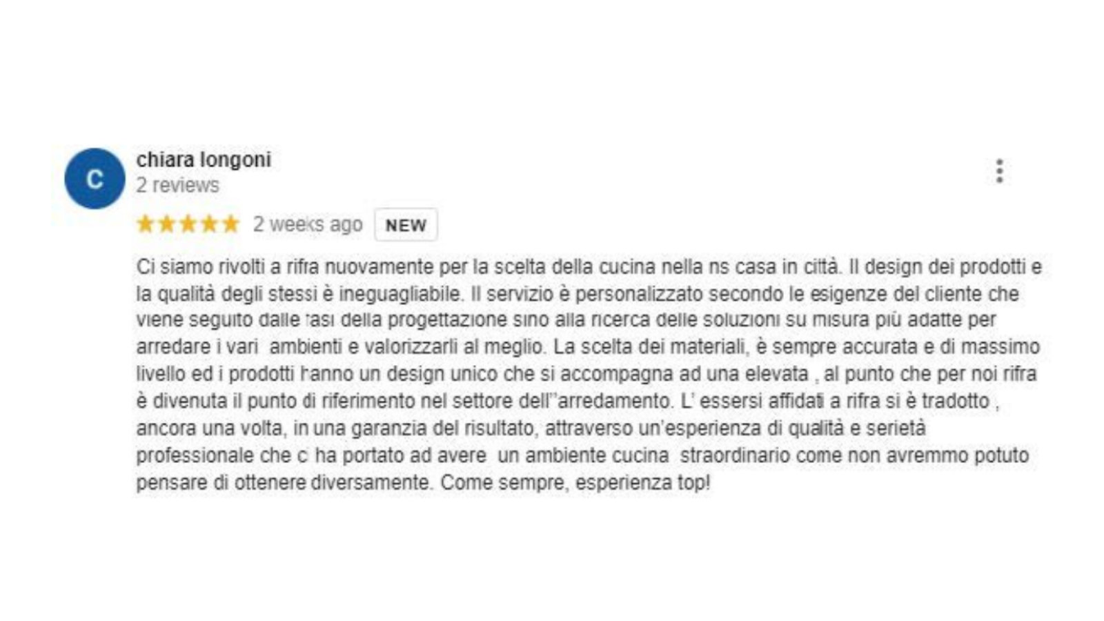 A spontaneous review on Google.