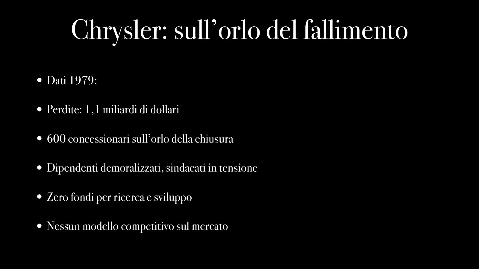 Chrysler nel 1979: i numeri del baratro.