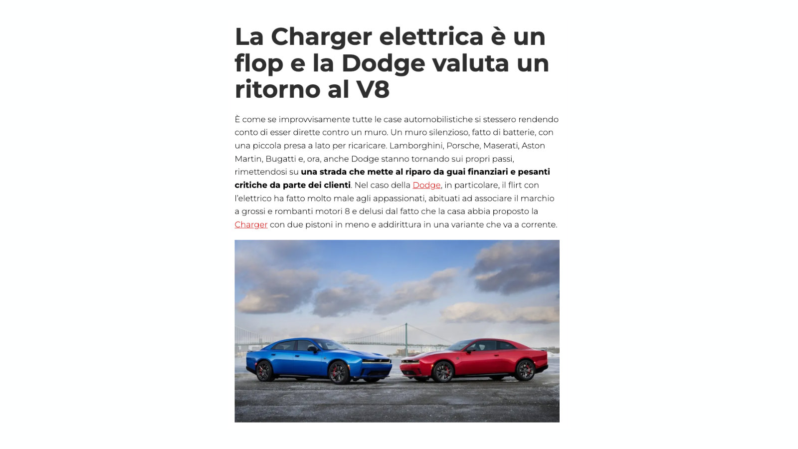 La Charger elettrica è un flop e Dodge torna al V8.