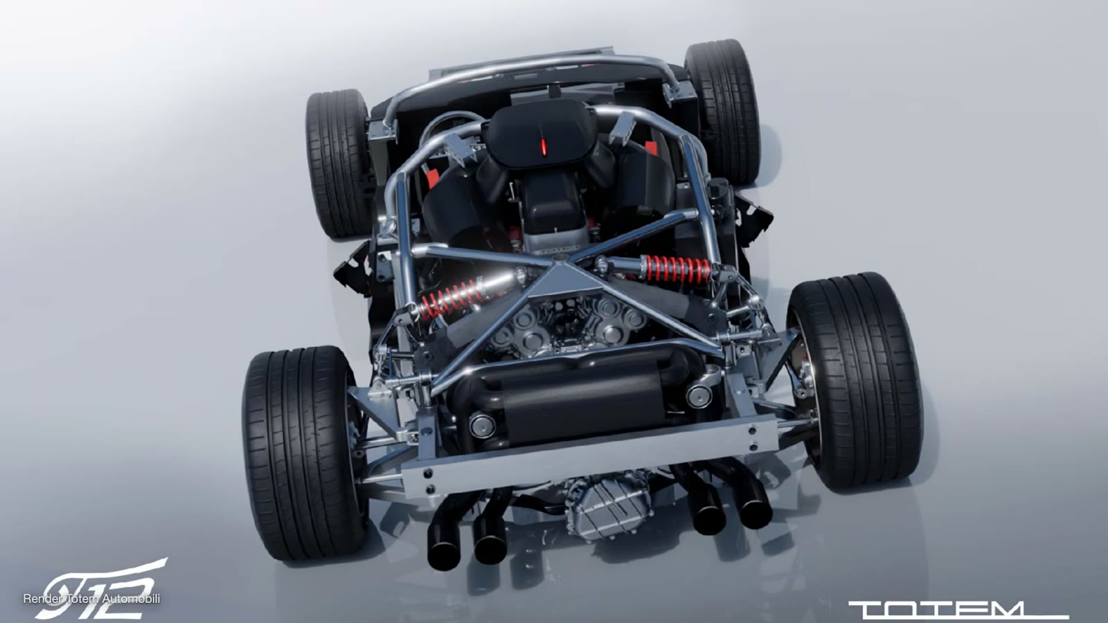 The chassis of Totem's Tiziano platform, presented without bodywork.